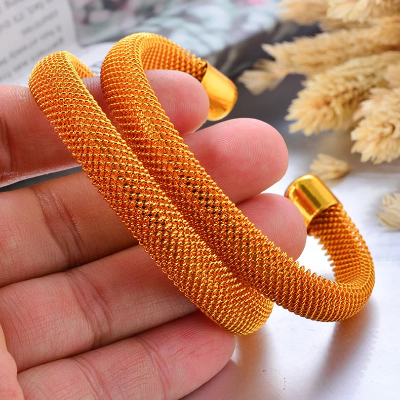Traditional Style Kids Bracelets – 18K Gold Color Baby Bangles Set