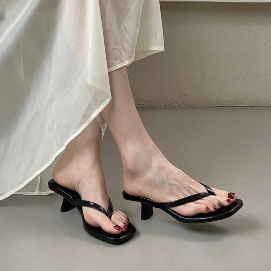 CHIC OPEN STYLE CASUAL HEEL SLIDES
