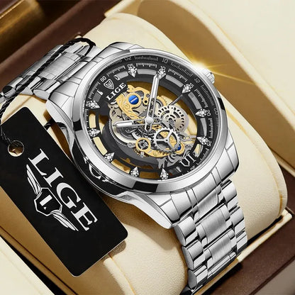 Elegant Stainless Steel Quartz Watch with Roman Numerals and Sleek Finish