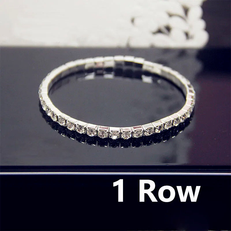 Full White Crystal Elastic Tennis Bracelet for Women – Elegant Wedding Style