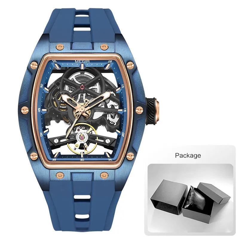 Automatic Sport Mechanical Watch – Tonneau Dial Silicone Strap