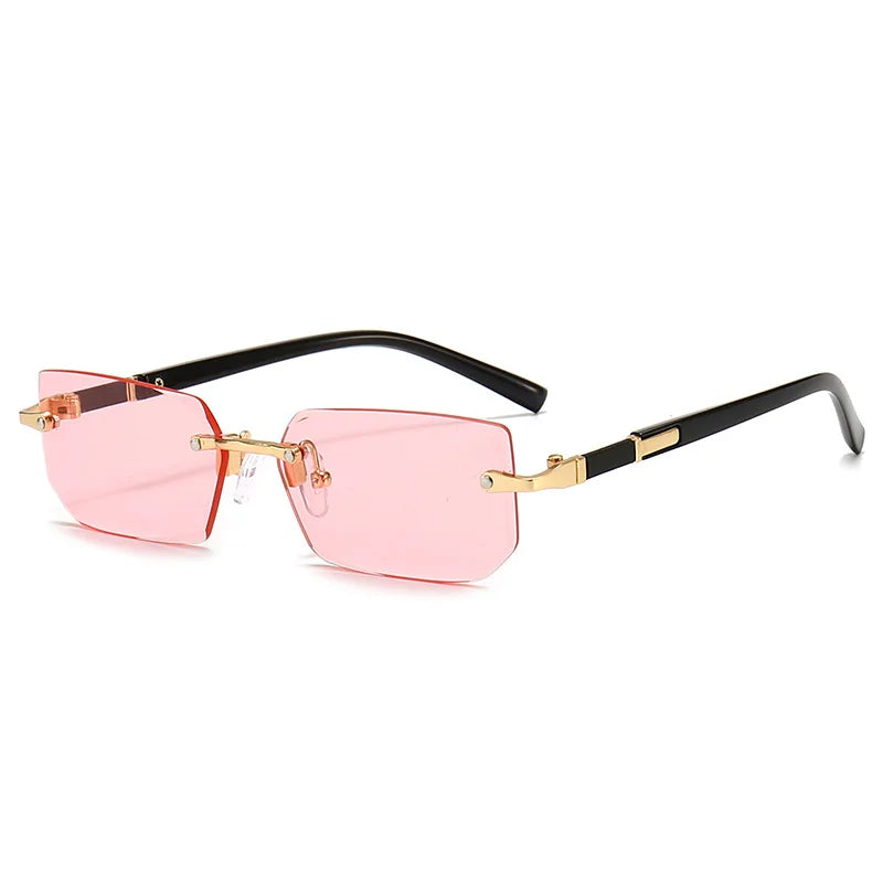 Small Rectangle Rimless Shades – Trendy Summer Unisex Sunglasses