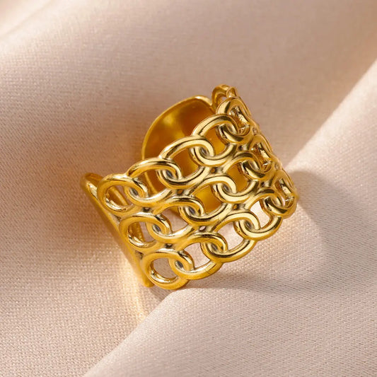 Classic Wedding Couple Rings – Gold Tone Stainless Steel Band Set