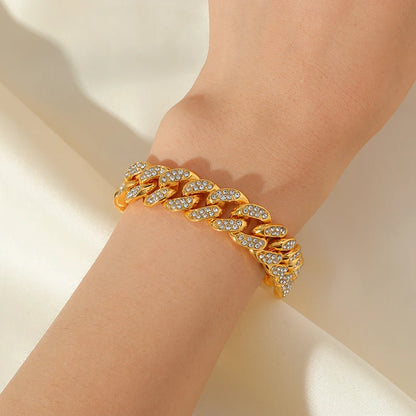 Minimalist Gold Cuban Bracelet with Waterproof Stainless Steel Design