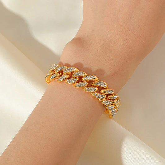 Minimalist Gold Cuban Bracelet with Waterproof Stainless Steel Design