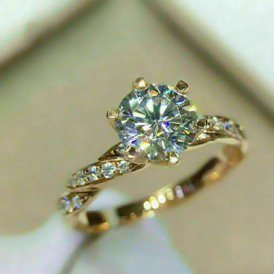 Premium 925 Sterling Silver Moissanite Ring – 2-Carat Center Stone