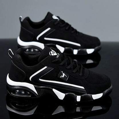 Men’s Air Cushion Casual Sneakers – Breathable Mesh & PU Sports Shoes