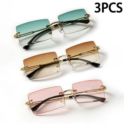 Unisex Fashion Rimless Sun Glasses – Minimal Travel Style Eyewear Pack