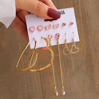 Square & Round Pearl Drop Earrings – Vintage Gold Fashion Jewelry Set