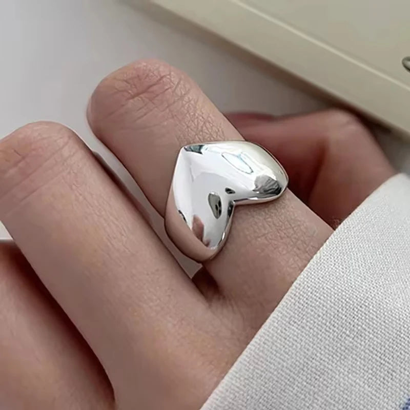MODERN 925 STERLING SILVER HEART RING