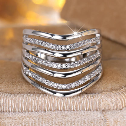 Luxury-Inspired Multilayer Zircon Ring – Elegant Women’s Wedding & Engagement Accessory