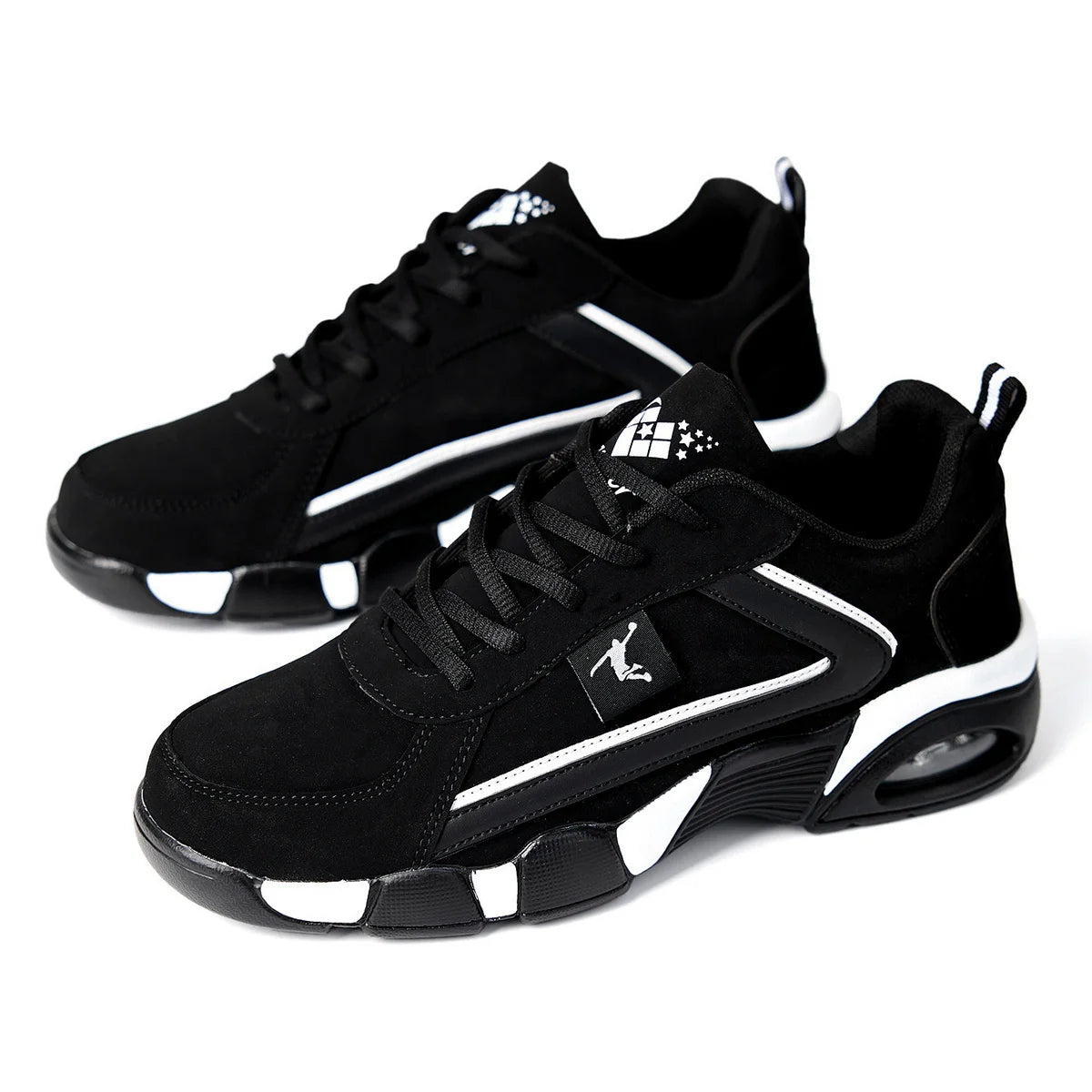 Men’s Air Cushion Casual Sneakers – Breathable Mesh & PU Sports Shoes