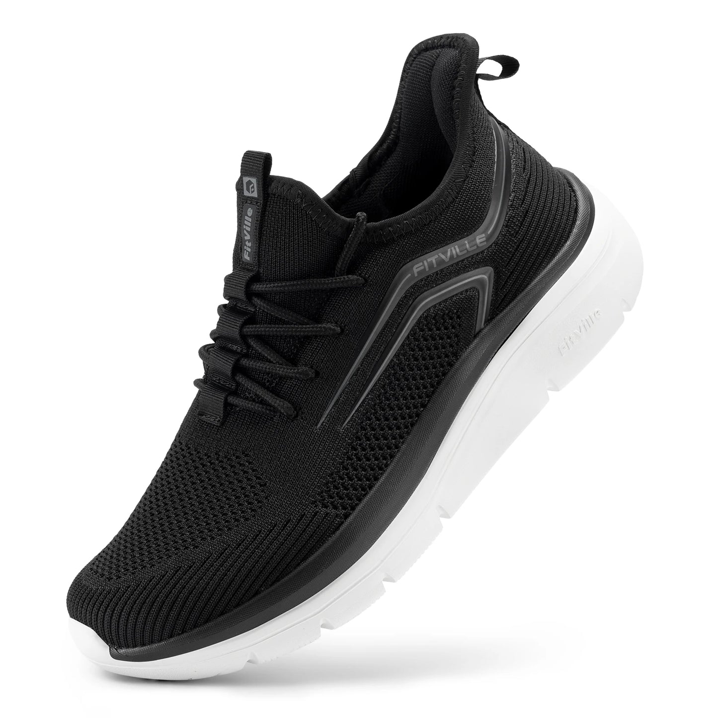 Wide Fit Men’s Athletic Shoes – Thick Sole Lightweight Casual Sneakers