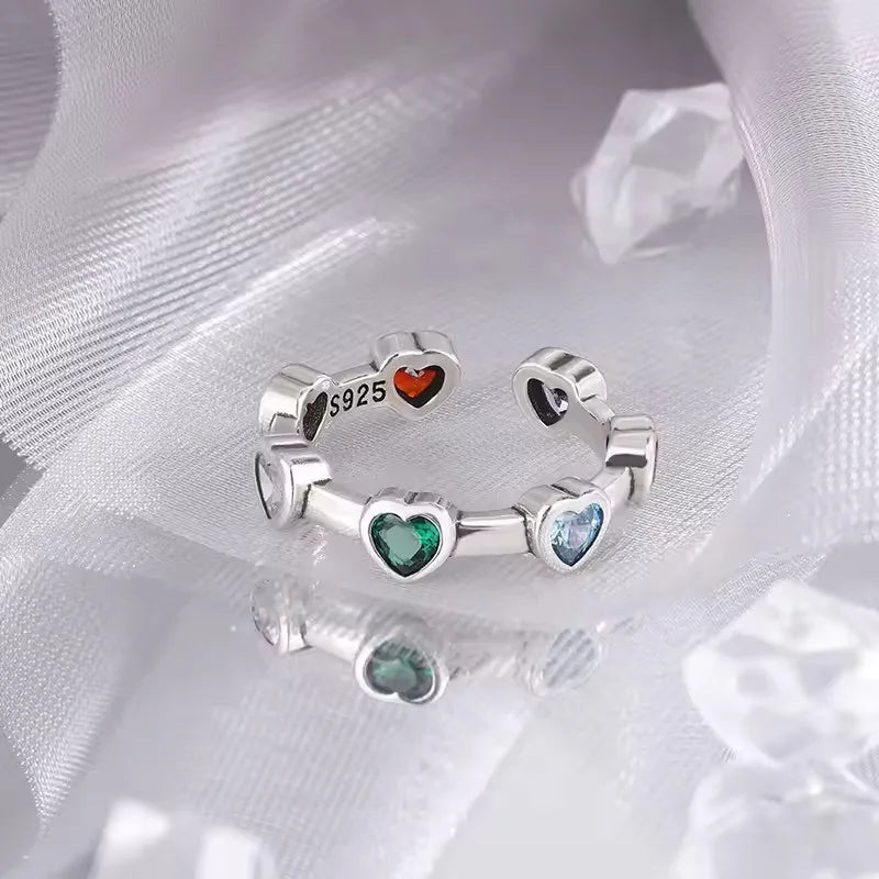 MODERN 925 STERLING SILVER HEART RING
