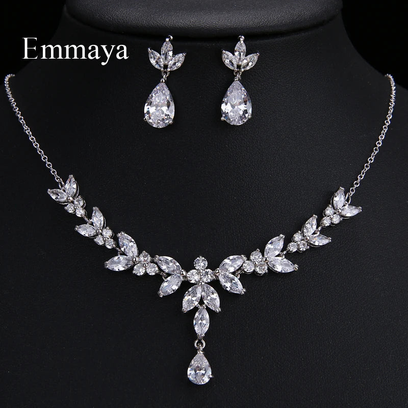 Timeless Cubic Zirconia Necklace & Earrings – Elegant Women’s Jewelry Gift Set