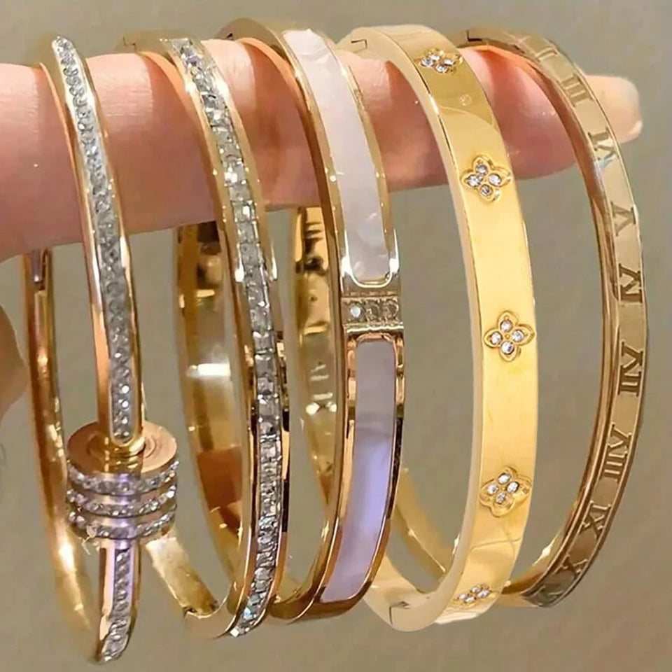 Elegant Stack Bangles Set – Sparkling Fashion Women Bracelet Gift