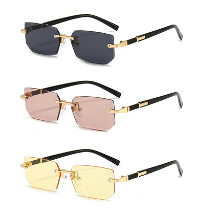 Small Rectangle Rimless Shades – Trendy Summer Unisex Sunglasses