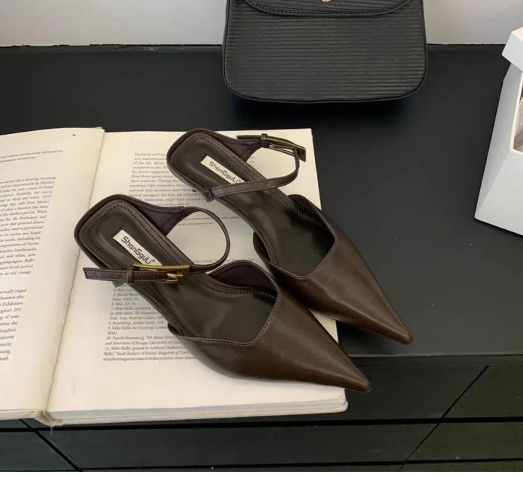 MODERN BUCKLE STRAP HIGH HEEL SLINGBACK