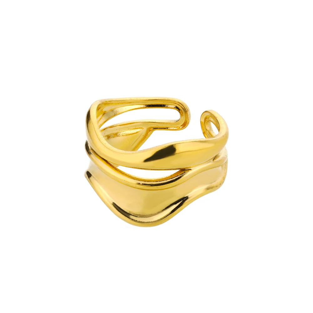 Classic Wedding Couple Rings – Gold Tone Stainless Steel Band Set