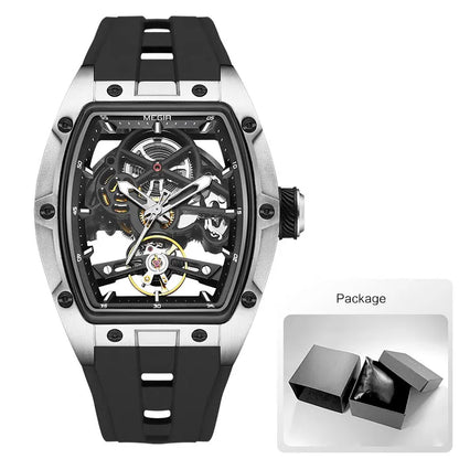 Automatic Sport Mechanical Watch – Tonneau Dial Silicone Strap