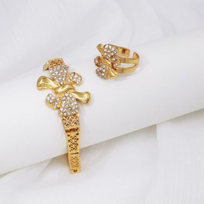 Premium Bow Jewelry Set – Elegant 4-Piece Gold-Tone Accessories for Women