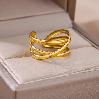 Classic Wedding Couple Rings – Gold Tone Stainless Steel Band Set