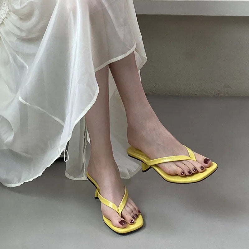 CHIC OPEN STYLE CASUAL HEEL SLIDES