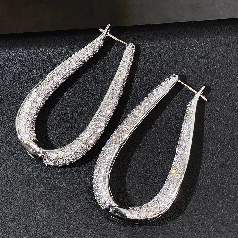 Classic U-Shaped Earrings for Women – Refined Cubic Zirconia Hoop Jewelry