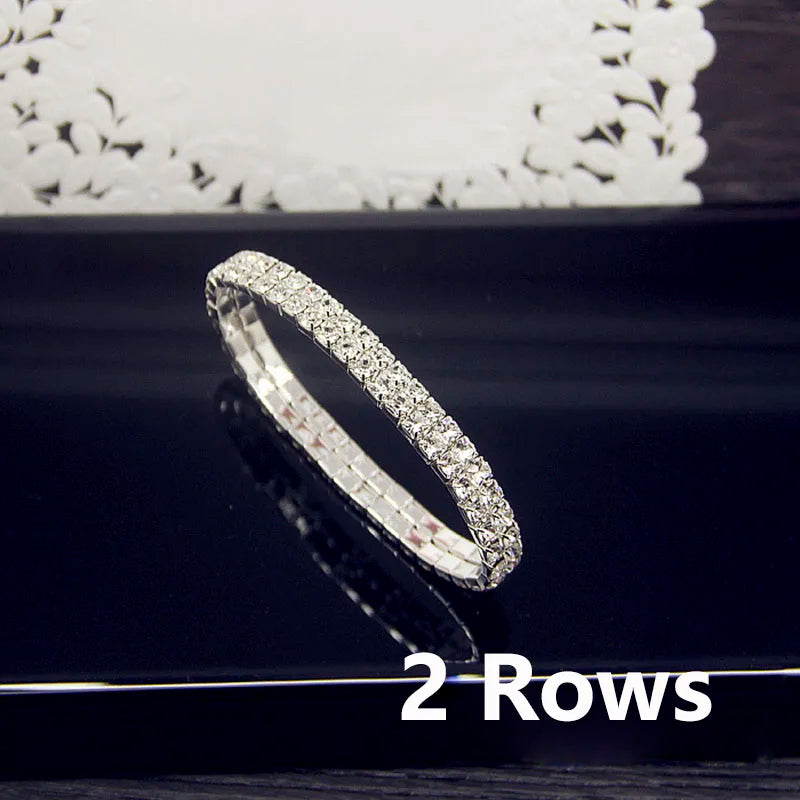 Full White Crystal Elastic Tennis Bracelet for Women – Elegant Wedding Style