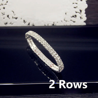 Full White Crystal Elastic Tennis Bracelet for Women – Elegant Wedding Style