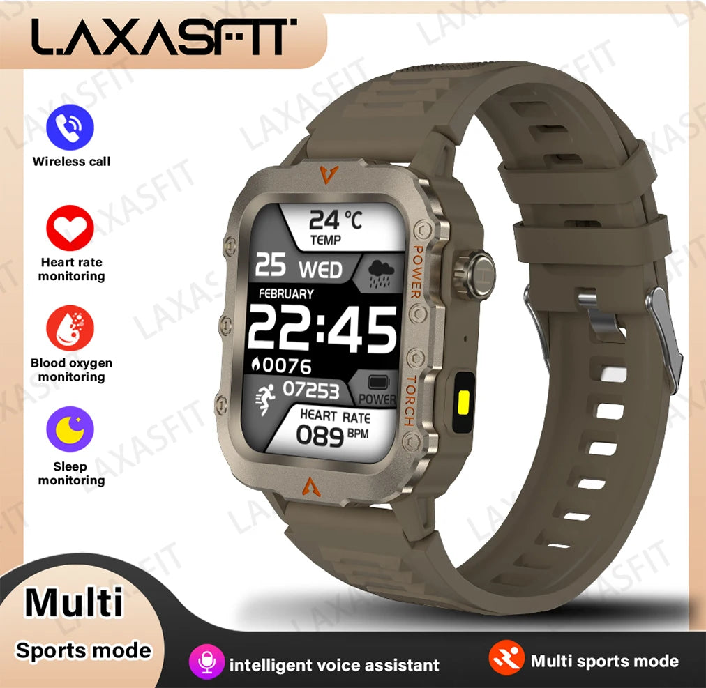Outdoor Sports Smart Watch – LED Flashlight & Health Monitoring