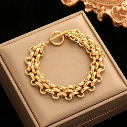 Minimalist Gold Cuban Bracelet with Waterproof Stainless Steel Design