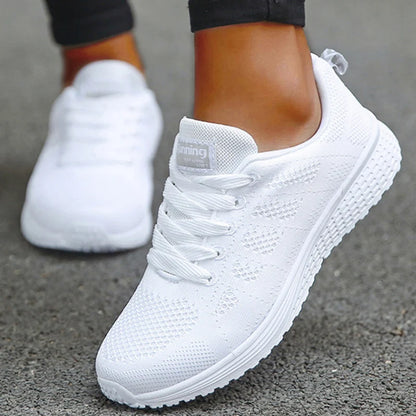 Women’s Lace-Up Casual Flats Sneakers – Soft Lightweight Everyday Shoes