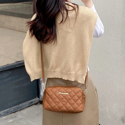 Elegant Plaid Stitch Shoulder Bag – Small Tassel Crossbody for Women