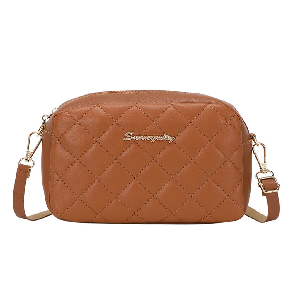 Elegant Plaid Stitch Shoulder Bag – Small Tassel Crossbody for Women