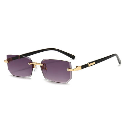 Small Rectangle Rimless Shades – Trendy Summer Unisex Sunglasses