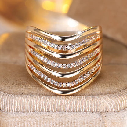 Luxury-Inspired Multilayer Zircon Ring – Elegant Women’s Wedding & Engagement Accessory