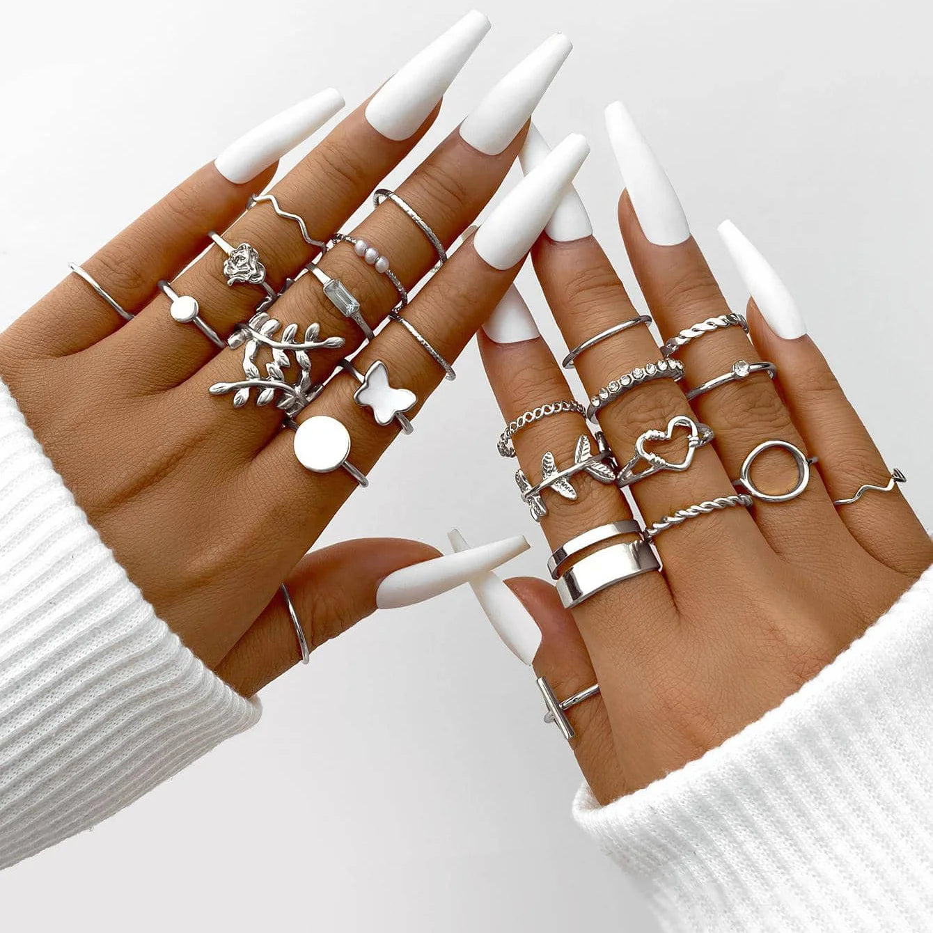 Gold Tone Elegant Vintage Ring Collection with Artistic Hollow Geometric Designs