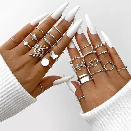 Gold Tone Elegant Vintage Ring Collection with Artistic Hollow Geometric Designs
