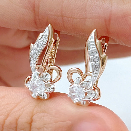 Luxury Zircon Drop Earrings – Elegant Rose Gold Women Party & Wedding Jewelry
