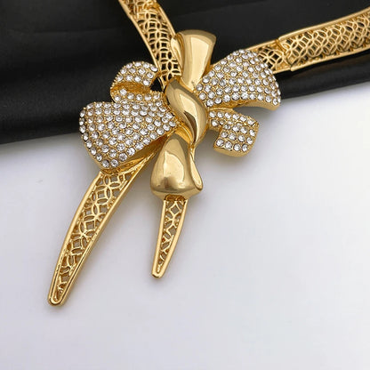 Premium Bow Jewelry Set – Elegant 4-Piece Gold-Tone Accessories for Women