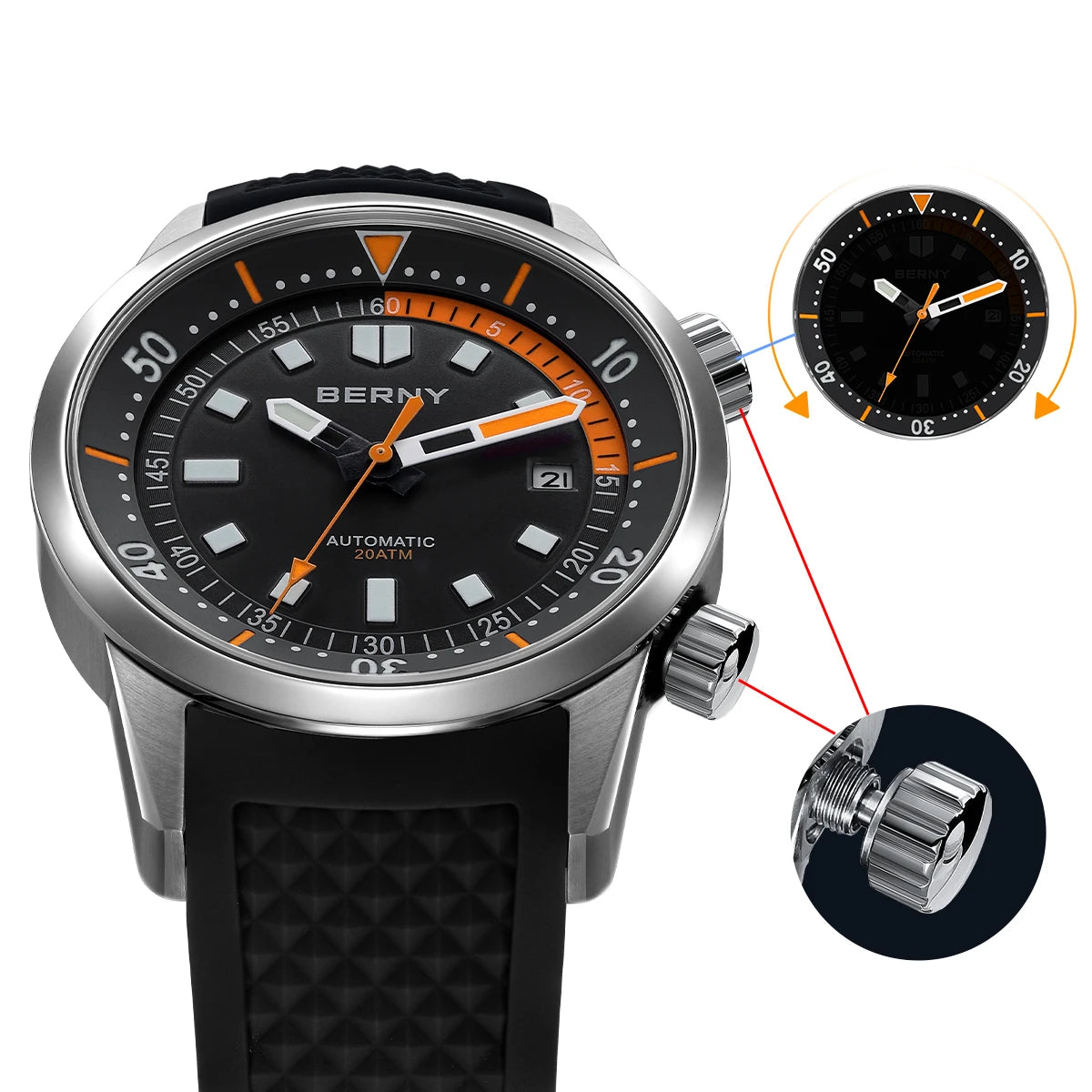 Professional 200M Automatic Diver Watch – Sapphire Luminous Steel Edition