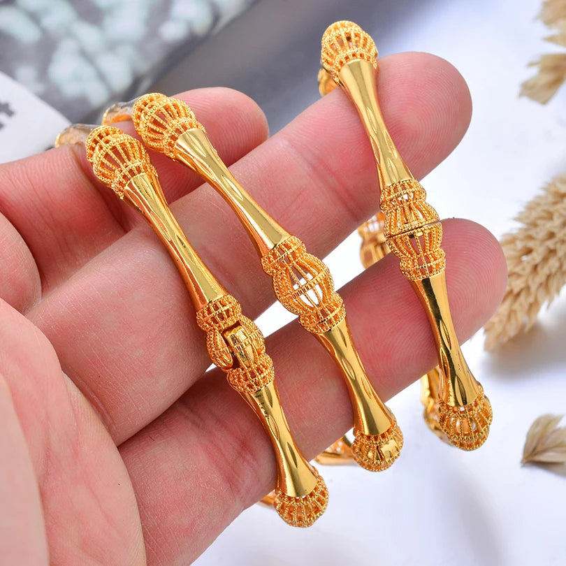 Traditional Style Kids Bracelets – 18K Gold Color Baby Bangles Set