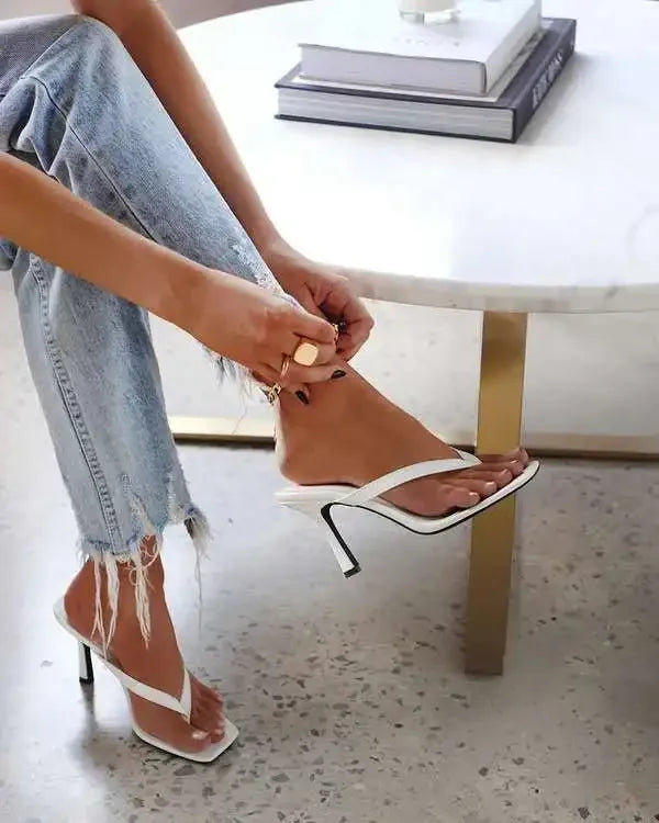 Modern Slip-On High Heel Sandals with Simple Elegant Strap Design