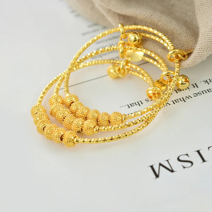 Traditional Style Kids Bracelets – 18K Gold Color Baby Bangles Set