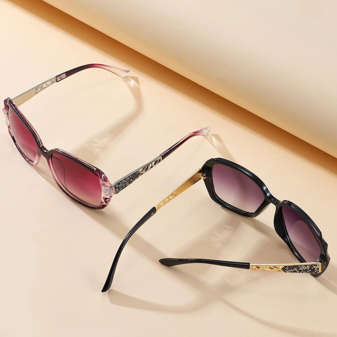 Elegant UV Protection Sunglasses with Sparkling Diamond-Inspired Finish