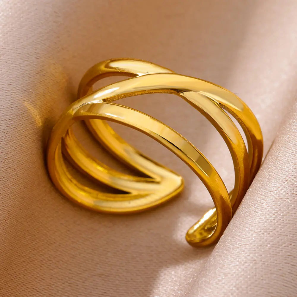 Classic Wedding Couple Rings – Gold Tone Stainless Steel Band Set