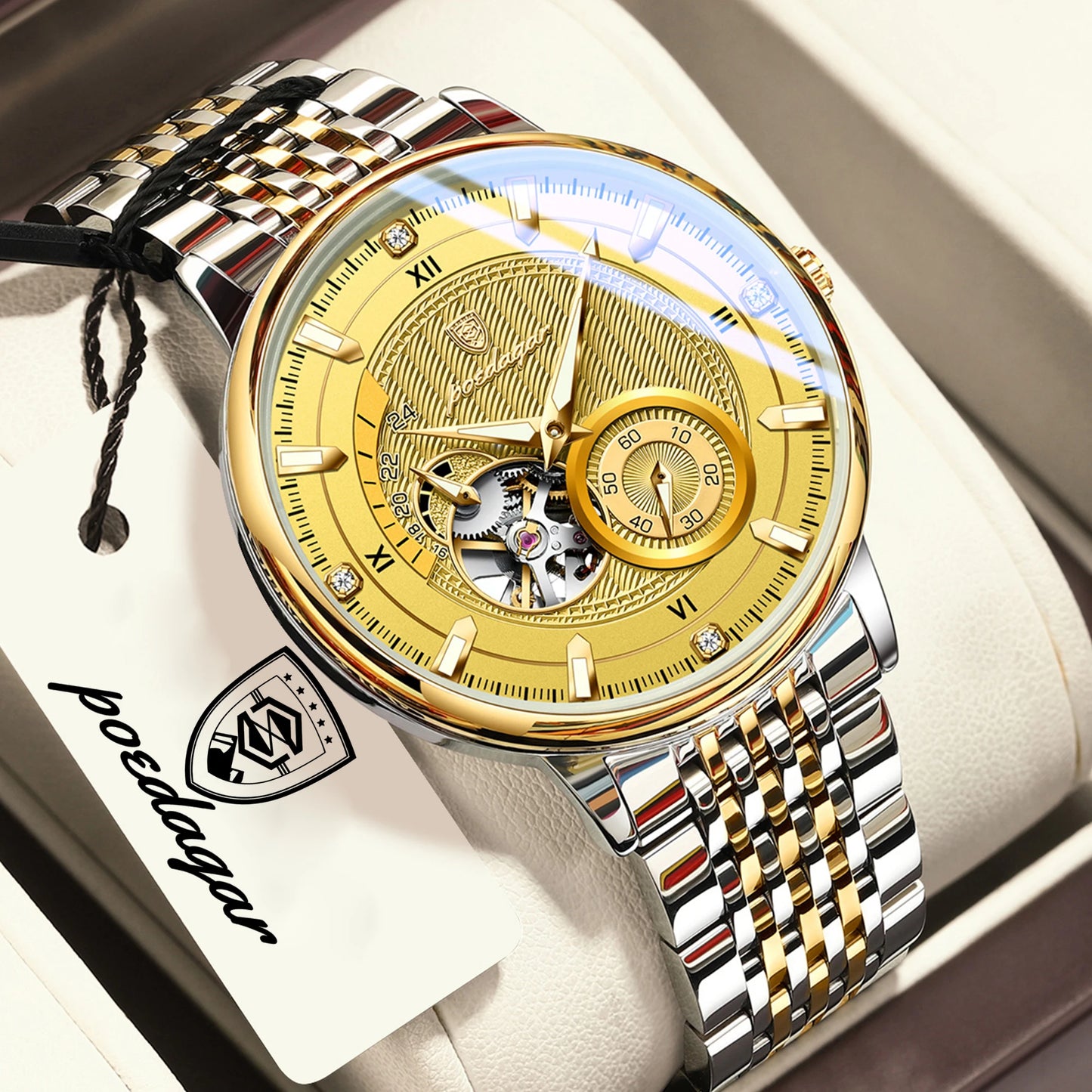 Luxury Skeleton Automatic Watch – Stainless Steel Luminous Design