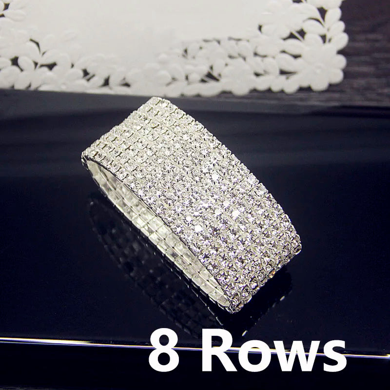 Full White Crystal Elastic Tennis Bracelet for Women – Elegant Wedding Style