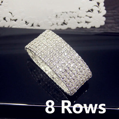 Full White Crystal Elastic Tennis Bracelet for Women – Elegant Wedding Style